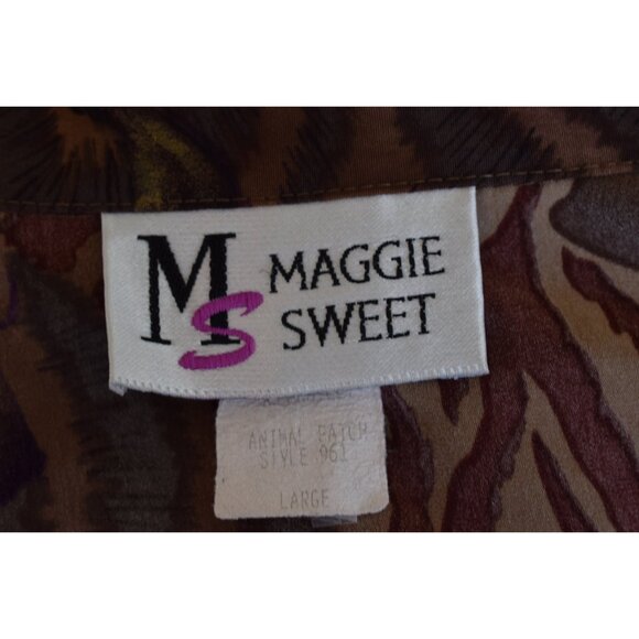 Vintage 90s Brown Jungle Floral Blouse size L - Picture 8 of 10